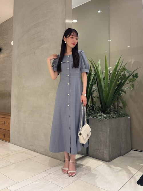 【Since Then】ミステッド スクエアネック ドレス ワンピース KOBE LETTUCE ワンピース ドレス きれいめ ジャガード スクエア