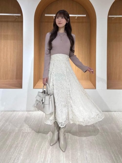 レースドッキングニットワンピース / 1216140001