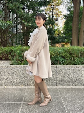 「アイテム（ノーカラーコート）」を使った、PROPORTION STAFFさん（レディース・161cm）の冬コーディネート