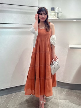 「アイテム（ワンピース/ドレス、オレンジ系）」を使った、PROPORTION STAFFさん（レディース・153cm）の夏コーディネート