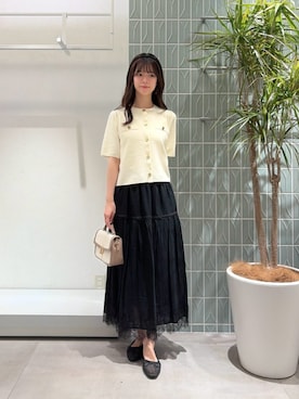 「EDIT COLOGNE（エディットコロン）のバイカラーミニショルダーバッグ（ショルダーバッグ、グレー系）」を使った、PROPORTION STAFFさん（レディース・154cm）の秋コーディネート