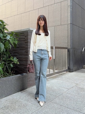 「EDIT COLOGNE（エディットコロン）のストラップパンプス（パンプス、ベージュ系）」を使った、PROPORTION STAFFさん（レディース・154cm）の秋コーディネート