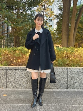 「アイテム（ピーコート）」を使った、PROPORTION STAFFさん（レディース・161cm）の冬コーディネート