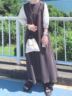 「LA BELLE ETUDE（ラベルエチュード）のアイテム（ネックレス）」を使った、栁さん（レディース・159cm）の夏コーディネート