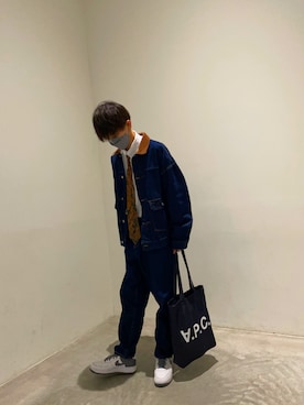 「FUDGEBOYのトラッドスタイル」｜「アイテム（デニムジャケット）」を使った、Gohさん（メンズ・172cm）の春コーディネート