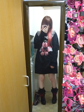 「病みかわいい」｜「アイテム（ワンピース/ドレス）」を使った、†りりにゃん†さん（レディース・159cm）の冬コーディネート
