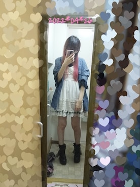 「ダンガリーシャツ」｜「アイテム（ワンピース/ドレス）」を使った、†りりにゃん†さん（レディース・159cm）の春コーディネート