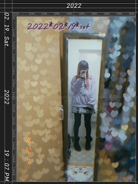 「ボウタイ」｜「アイテム（スウェット）」を使った、†りりにゃん†さん（レディース・159cm）の冬コーディネート