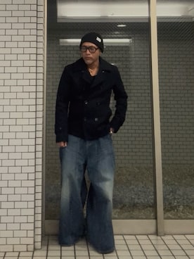 「アイテム（ピーコート）」を使った、Takaoさん（メンズ・164cm）の秋コーディネート