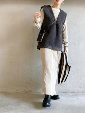 「ベスト×ワンピース」｜noriさん（レディース・159cm）の冬コーディネート