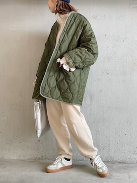 「ジャーマントレーナー」｜「アイテム（ノーカラージャケット）」を使った、noriさん（レディース・159cm）の秋コーディネート