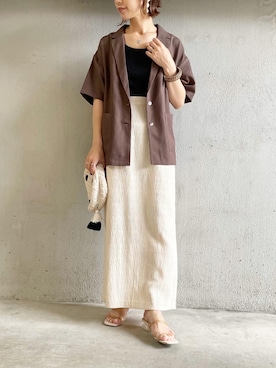 「大人可愛い、夏」｜「アイテム（ジャケット/アウター）」を使った、noriさん（レディース・159cm）の夏コーディネート