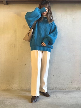 「Auntie Rosa Holiday（アンティローザホリデー）のアイテム（ニット/セーター）」を使った、noriさん（レディース・159cm）の冬コーディネート