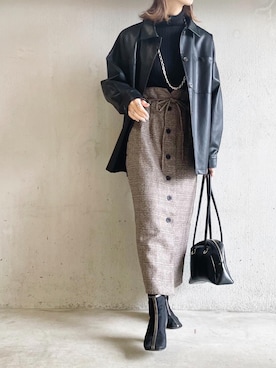 「タートルネック」｜「アイテム（カバーオール）」を使った、noriさん（レディース・159cm）の秋コーディネート