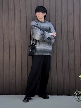 「グラデーションニット」｜「アイテム（その他）」を使った、kosukeさん（メンズ・181cm）の秋コーディネート