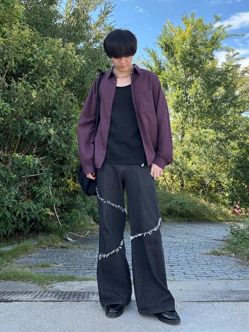 cotton voile fringe pants フリンジパンツcrinkle cotton voile fringe pants フリンジパンツcrinkle