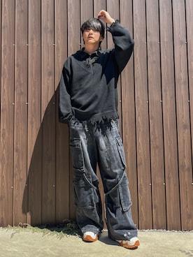 「アイテム（ニット/セーター）」を使った、kosukeさん（メンズ・181cm）の夏コーディネート