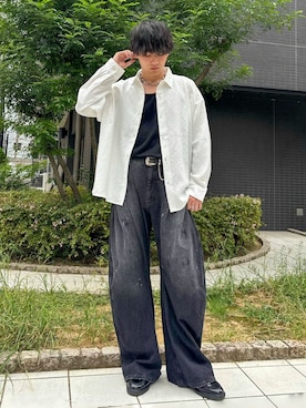 「Jieda（ジエダ）のWESTERN BELT（ベルト）」を使った、kosukeさん（メンズ・181cm）の秋コーディネート