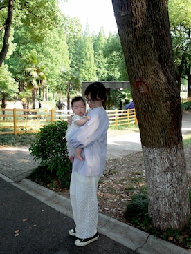 「アイテム（チノパンツ、ホワイト系）」を使った、Luluさん（レディース・159cm）の夏コーディネート