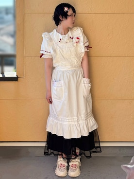 「アイテム（エプロン）」を使った、yuuaさん（レディース・159cm）の春コーディネート