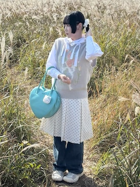 「アイテム（ベスト）」を使った、yuuaさん（レディース・159cm）の秋コーディネート