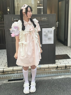 「merry jenny（メリージェニー）のstripe frillfrill ワンピース（ワンピース）」を使った、yuuaさん（レディース・159cm・20代）の夏コーディネート