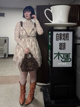 「axes femme（アクシーズファム）のアイテム（ワンピース）」を使った、yuuaさん（レディース・159cm）の秋コーディネート