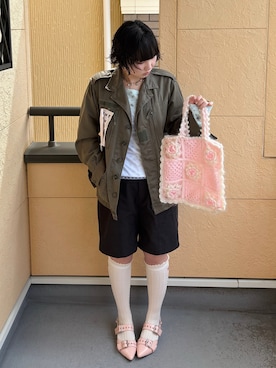 「靴下屋（クツシタヤ）のアイテム」を使った、yuuaさん（レディース・159cm）の春コーディネート