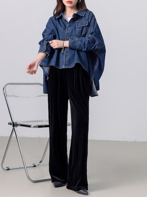 【美品】COOHEM 2018SS ブルー長袖シャツ ツイード ディティル入り クロップドシャツ【メール便可／100】通販｜レディース