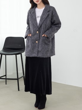 「アイテム（その他アウター、グレー系）」を使った、TeddyShopさん（レディース・158cm）の冬コーディネート