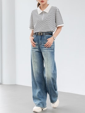 「DAY CLOSET（デイ クローゼット）のアイテム（Tシャツ/カットソー）」を使った、TeddyShopさん（レディース・158cm）の夏コーディネート