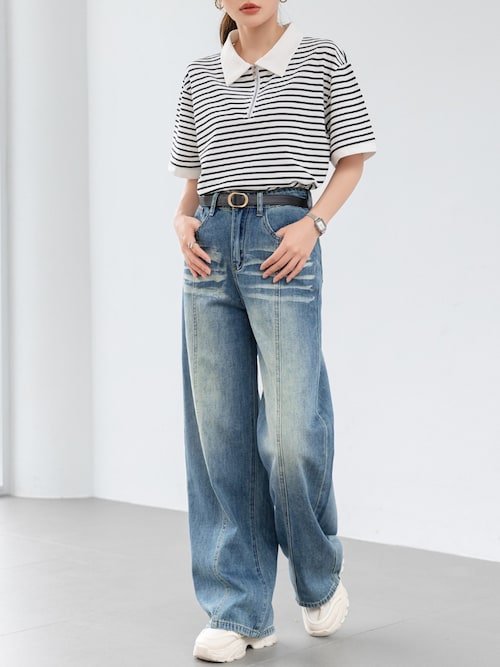 tシャツ ボーダーハーフジッププルオーバー レディース JOURNAL STANDARD（ジャーナルスタンダード）の「ボーダーハーフ
