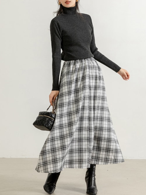 セール】【選べるミモレorロング丈】秋冬なウール風生地。クラシック