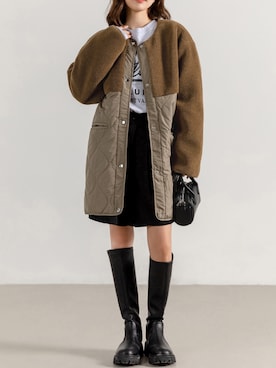 「アイテム（ノーカラーコート）」を使った、TeddyShopさん（レディース・158cm）の秋コーディネート