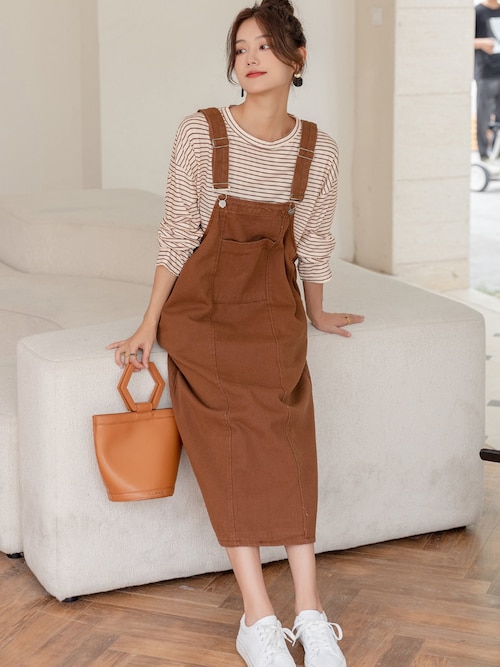 セール】【おうちで洗える/丈の調節可能】バックスリットサロペット