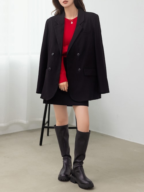 セール】何気ない日も、きれいに見せる。長袖クルーネックリブニット