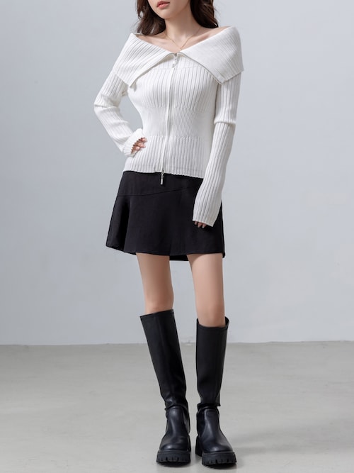 セール】【デコルテ綺麗魅せ】長袖 オフショル ビッグカラー ダブル