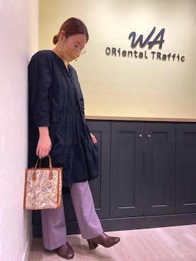 「ORiental TRaffic（オリエンタルトラフィック）のアイテム（ブーツ）」を使った、okazakiさん（レディース・163cm）の秋コーディネート