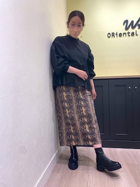 「ORiental TRaffic（オリエンタルトラフィック）のアイテム（ブーツ）」を使った、okazakiさん（レディース・163cm）の秋コーディネート