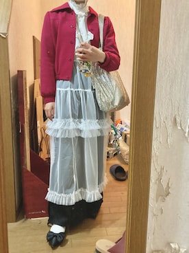 「SHEINのアイテム（スカート、ホワイト系）」を使った、yamさん（レディース・154cm）の秋コーディネート