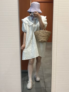 「WC（ダブル シー）のアイテム（帽子）」を使った、yamさん（レディース・154cm）の夏コーディネート