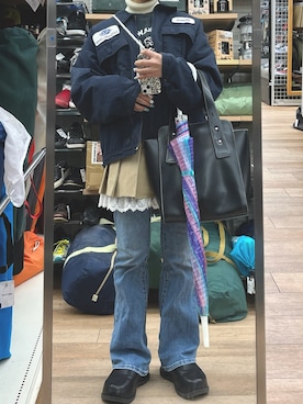 「タートルネック」｜「アイテム（サンダル）」を使った、yamさん（レディース・154cm）の冬コーディネート