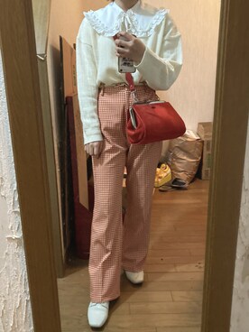 「チェック柄に恋してる」｜「アイテム（その他シューズ）」を使った、yamさん（レディース・154cm）の冬コーディネート