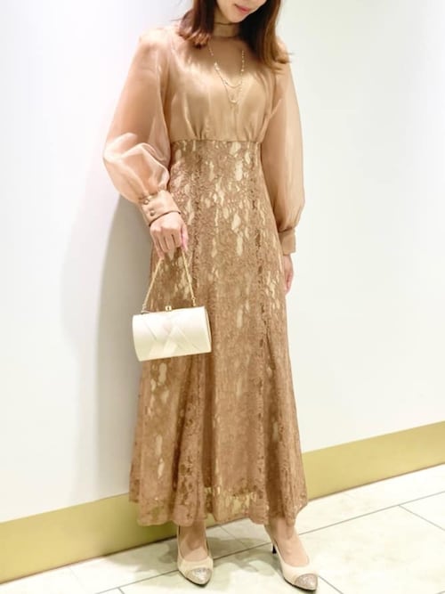 AIMER ドレス オーガンジーボリュームスリーブマーメイド