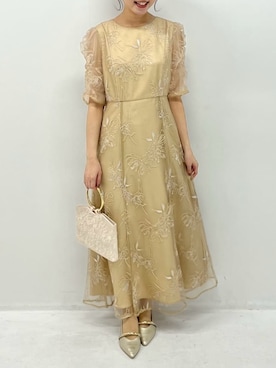 「AIMER（エメ）のアイテム（ドレス）」を使った、AIMERさん（レディース・154cm）の冬コーディネート