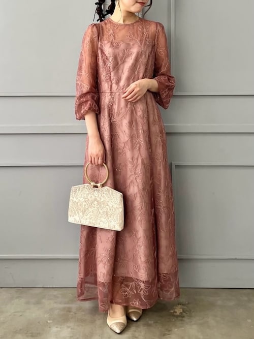 aimer ハンドル付きビーズ刺繍バッグ ハンドル付きビーズ刺繍バッグ(FREE ベージュ): AIMER | エメ