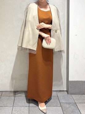 「アイテム（クラッチバッグ）」を使った、AIMERさん（レディース・154cm）の秋コーディネート