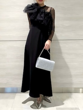 「AIMER（エメ）のアイテム（ドレス）」を使った、AIMERさん（レディース・162cm）の冬コーディネート