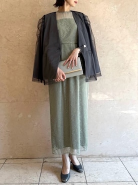 「アイテム（ノーカラージャケット）」を使った、AIMERさん（レディース・170cm）の秋コーディネート