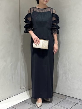 「AIMER（エメ）のアイテム（ドレス）」を使った、AIMERさん（レディース・154cm）の冬コーディネート